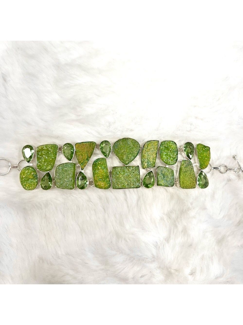 Green Titanium Drusy 925 Gemstone Large Bracelet ONLY